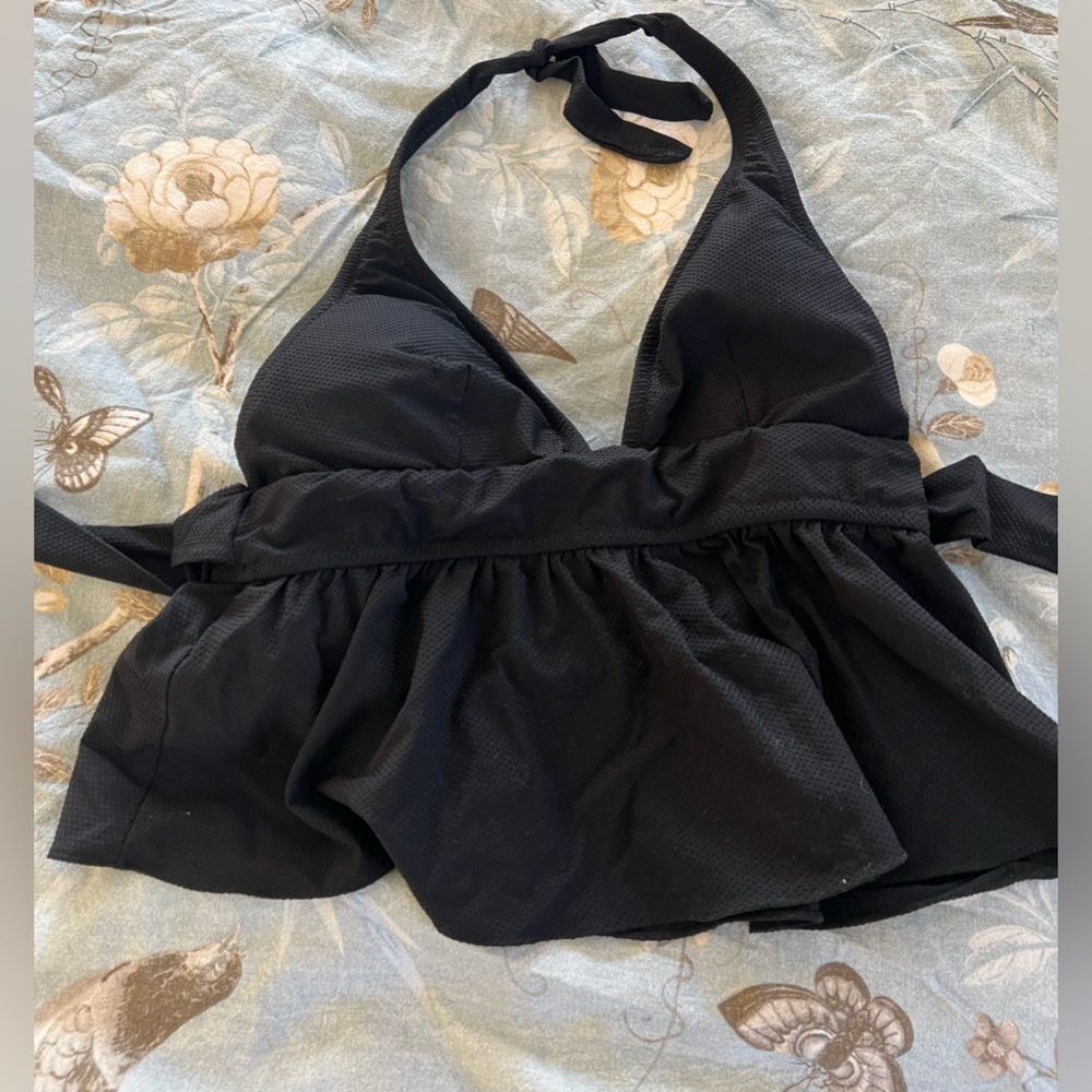 Black ruffle JCREW swim top